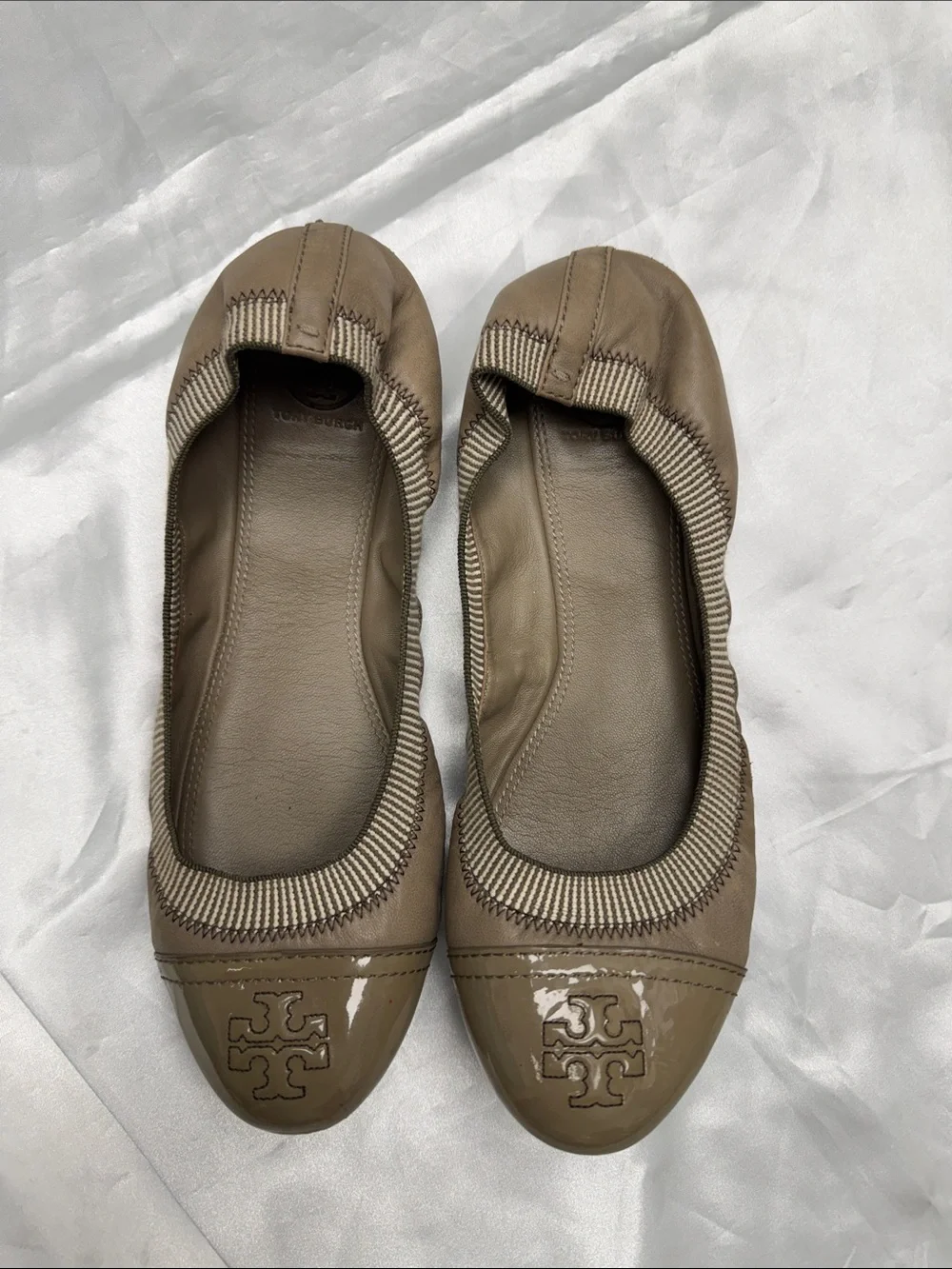 Tory Burch Gabby Ballet Isabel Flat London Gray Size 10.5
